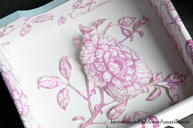 decorar cajones papel flores rosas 