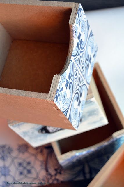 Cajones decorados con papel pintado