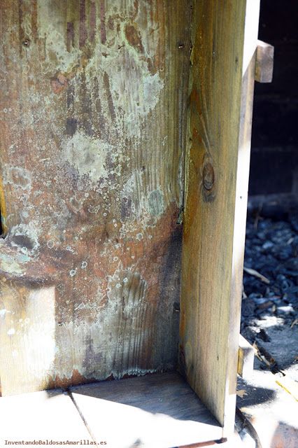 Efecto logrado con vinagre oxidar cajas muebles diy