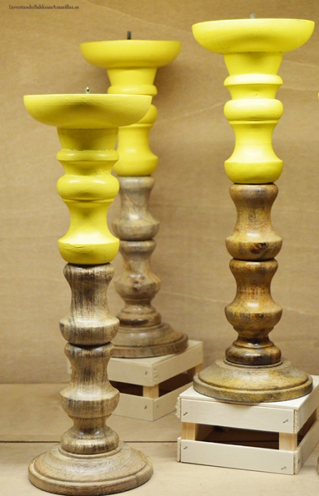 candelabros madera